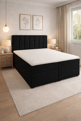 Boxspring Bed GERRA Grijs met Opbergruimte