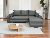Corner sofa with sleeping function and storage space