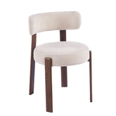 Japandi Dining Chair Beige – Walnut-Look Frame