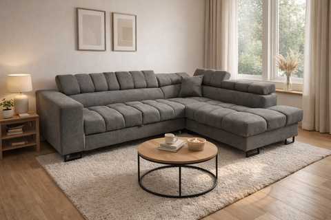 Corner Sofa , Sofa Bed TEDDY GREY