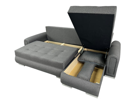 Corner sofa with sleeping function and storage space