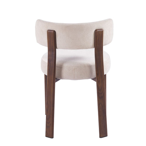 Japandi Dining Chair Beige – Walnut-Look Frame