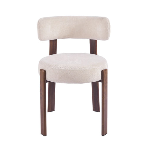 Japandi Dining Chair Beige – Walnut-Look Frame