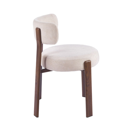 Japandi Dining Chair Beige – Walnut-Look Frame