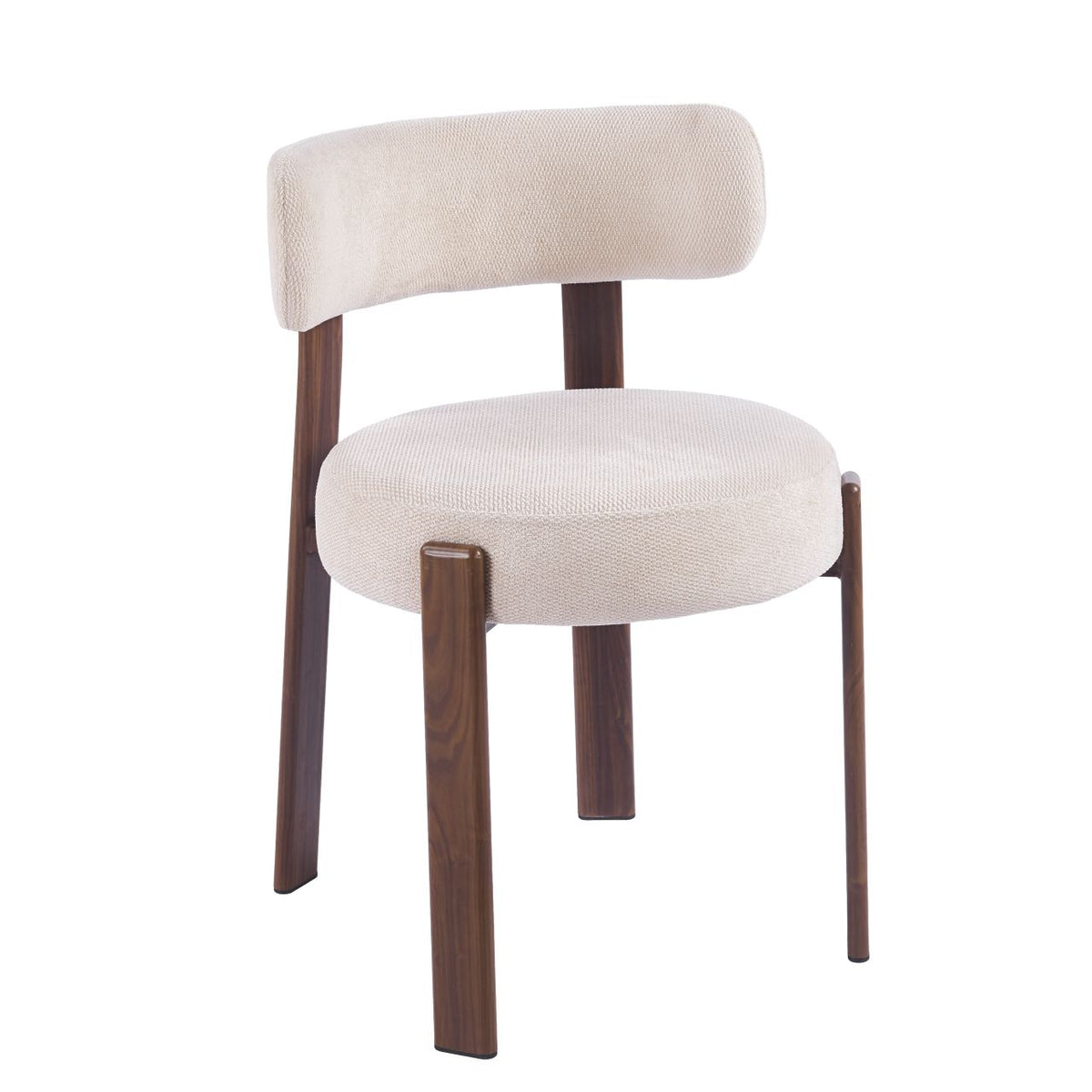 Japandi Dining Chair Beige – Walnut-Look Frame