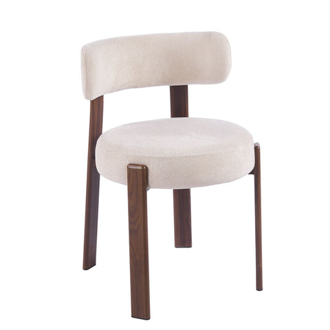 Japandi Dining Chair Beige – Walnut-Look Frame